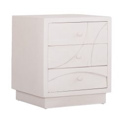 Noptiera Santorini MDF 3 sertare alba 48x38x55.5 cm