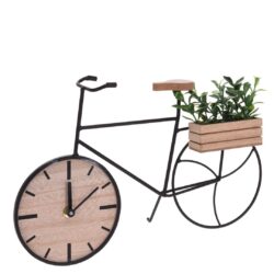 Ceas tip bicicleta cu plante artificiale 33x22 cm