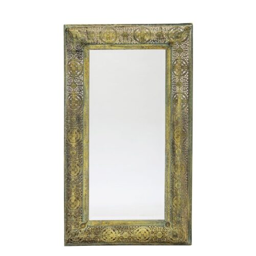 Oglinda de perete rama metalica auriu antichizat 112x64x4 cm