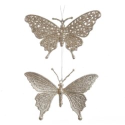 Ornament fluture sclipici perla 16×10 cm