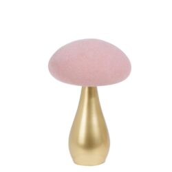 Decoratiune ciuperca de sticla roz pal 17 cm