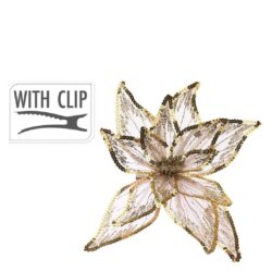 Floare artificiala aurie cu clips 20 cm