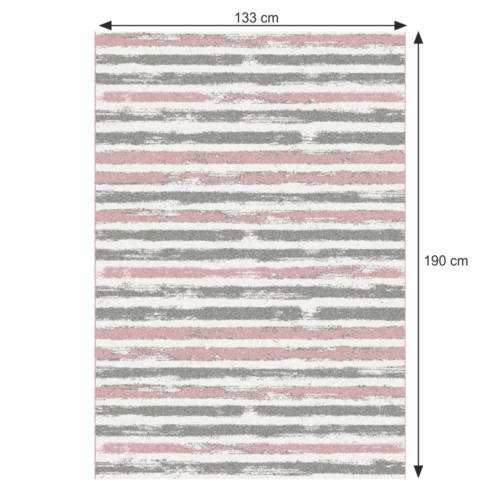 karan koberec ruzovo sivy pasik 133 190 cm rozmery