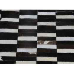 Covor de lux din piele maro negru alb patchwork 201x300 Piele de vita Tip 6