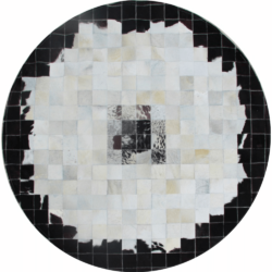 Covor de lux din piele negru bej alb patchwork 150x150 PIELE DE VITa TIP 9