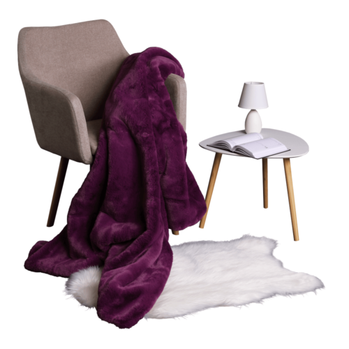 kozusinova deka rabita fialova dekoracia