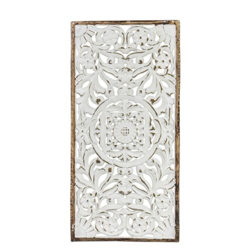 Decoratiune perete metal alb antichizat 78x39x4 cm