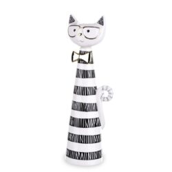 Figurina ceramica pisica alb negru 37 cm