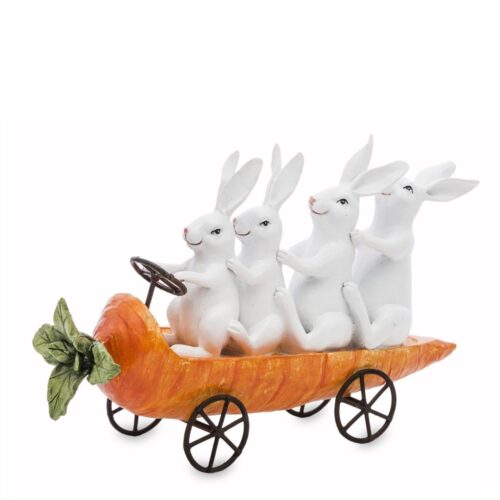 Decoratiune iepuri in masina 15x24.5x7 cm