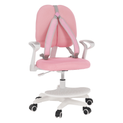 Scaun reglabil cu suport pentru picioare si curele roz alb ANAIS
