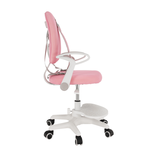 Scaun reglabil cu suport pentru picioare si curele roz alb ANAIS16