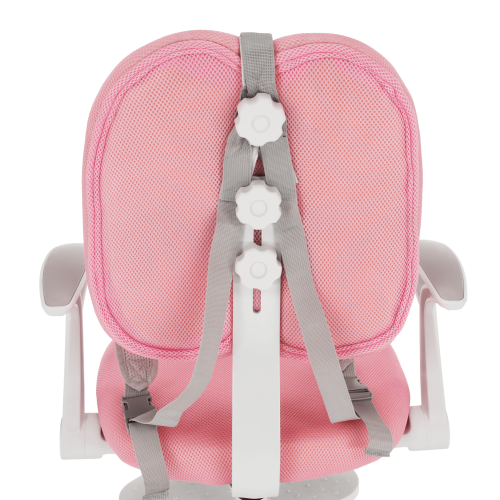 Scaun reglabil cu suport pentru picioare si curele roz alb ANAIS21