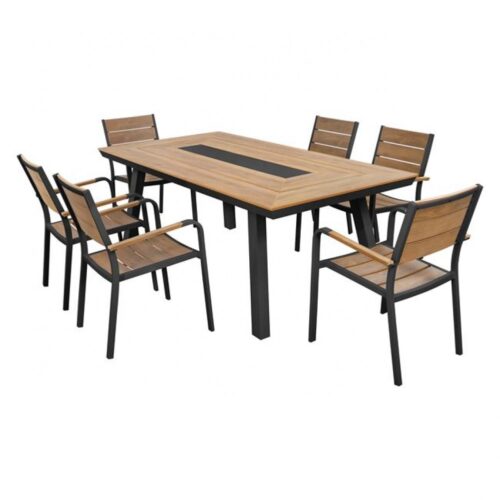 Set mobilier de gradina Aluminum Gri 7 piese