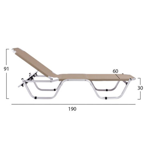 Sezlong din aluminiu mocha 60x190x30 91 cm2