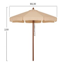 Umbrela profesionala 2.30 m cu cadru de lemn bej2