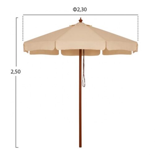 Umbrela profesionala 2.30 m cu cadru de lemn bej2