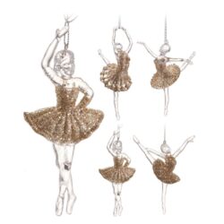 Decoratiune cu agatatoare balerina auriu 7x5x14 cm