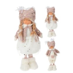 Figurina copil in picioare alb roz 37 cm