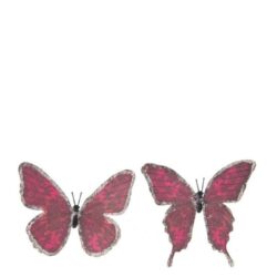 Set 6 fluturi cu clips roz inchis 11 cm