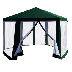 Pavilion cort pentru gradina 3.9x2.5x3.9 m verde alb RINGE TIP 1 6 laturi