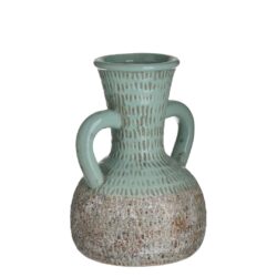 Amfora ceramica aspect antichizat turcoaz bej D19x30 cm