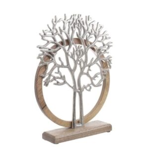 Decoratiune copac metalic baza lemn 20x8x29 cm