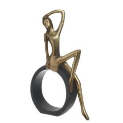 Figurina femeie auriu negru 18x5x28 cm