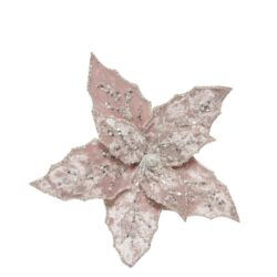 Floare artificiala Craciunita roz clips 20 cm