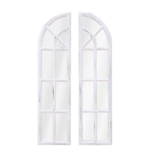 Oglinda de perete 2 piese alb antichizat 40x3x81 cm