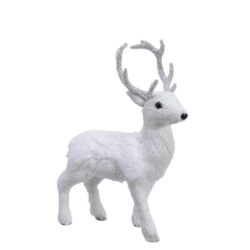 Figurina cerb alb sclipici 9.5x22x29.5 cm