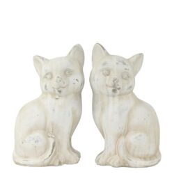 Figurina ceramica pisica crem antichizat 22x12x10 cm