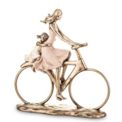 Figurina mama si fiica pe bicicleta 25x24x7 cm