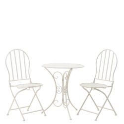 Set masa cu 2 scaune metalice albe D60x70 cm