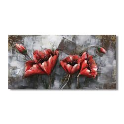 Tablou metalic 3D Flori rosii 5x120x60 cm