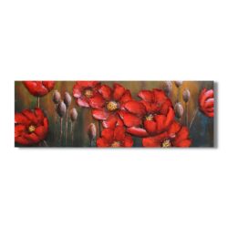 Tablou metalic 3D Flori rosii 5x150x50 cm