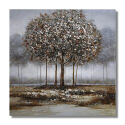 Tablou pictat manual Copaci argintii 5x100x100 cm