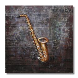 Tablou metalic 3D Saxofon 5x80x80 cm