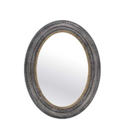 Oglinda de perete ovala gri antichizat 60x3x77 cm