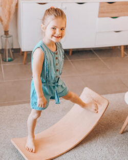 balance board placa de echilibru din lemn pentru copii cu fetru presat bej meowbaby 477 2254