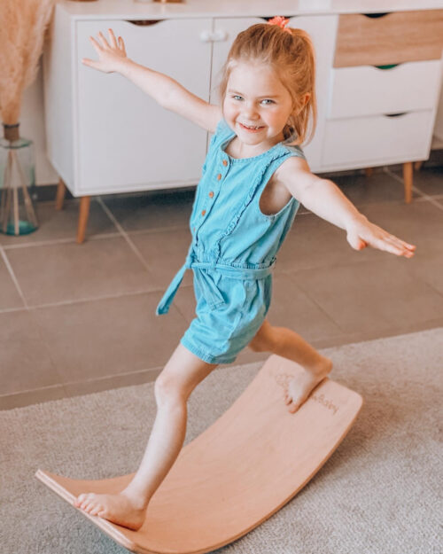 balance board placa de echilibru din lemn pentru copii cu fetru presat bej meowbaby 477 8202