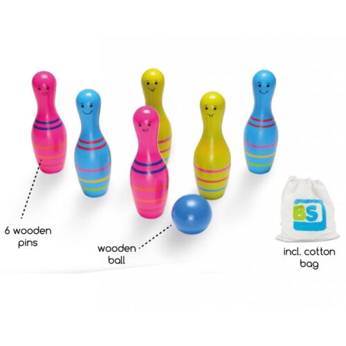 set de bowling din lemn skittles jr bs toys