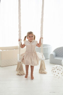 leagan din lemn pentru copii woodswing by babysteps catifea velvet bej 538647