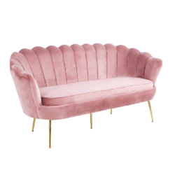 Canapea de lux 3 locuri tesatura de catifea roz crom auriu stil Art-deco NOBLIN NEW