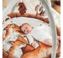 salteluta cu arcada interactiva pentru copii si bebelusi activitati cu jucarii senzoriale fox 398540