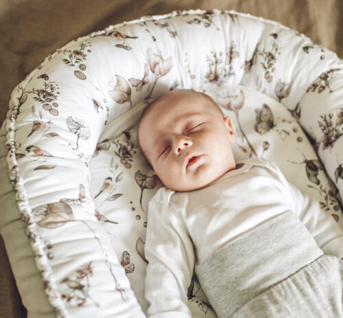 suport de dormit babynest premium bumbac si catifea peony dreamland soft grey by babysteps 70x35 cm copie 594804