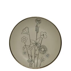 Farfurie ceramica design floral gri deschis 19.5 cm