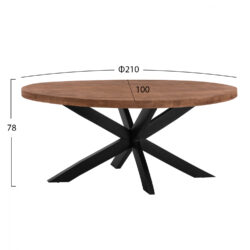 Masa dining ovala lemn masiv mango picioare metalice 210x100x78 cm2 1