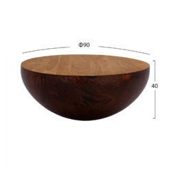 Masuta de cafea rotunda lemn metal ruginiu 90x40 cm2