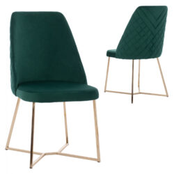 Scaun catifea picioare metalice verde smarald 49x62x93 cm