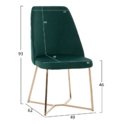 Scaun catifea picioare metalice verde smarald 49x62x93 cm2